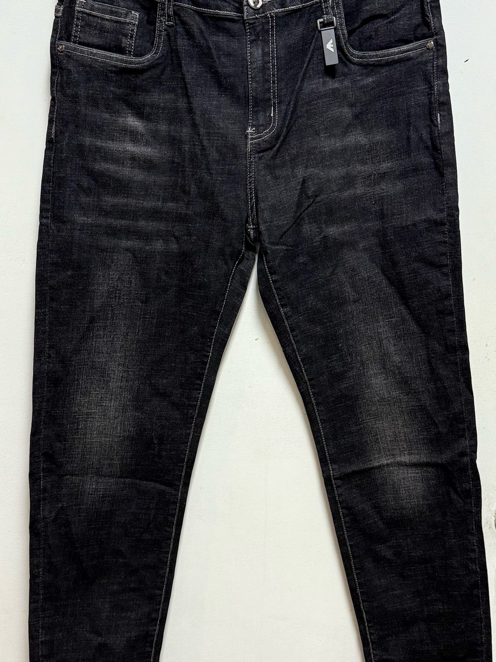 Slim Men's Washed Black Jeans - Picture 2 of 7